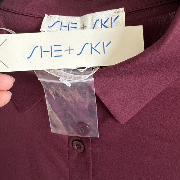 She + Sky Oxford Shirt in Plum - Picture 9 of 12